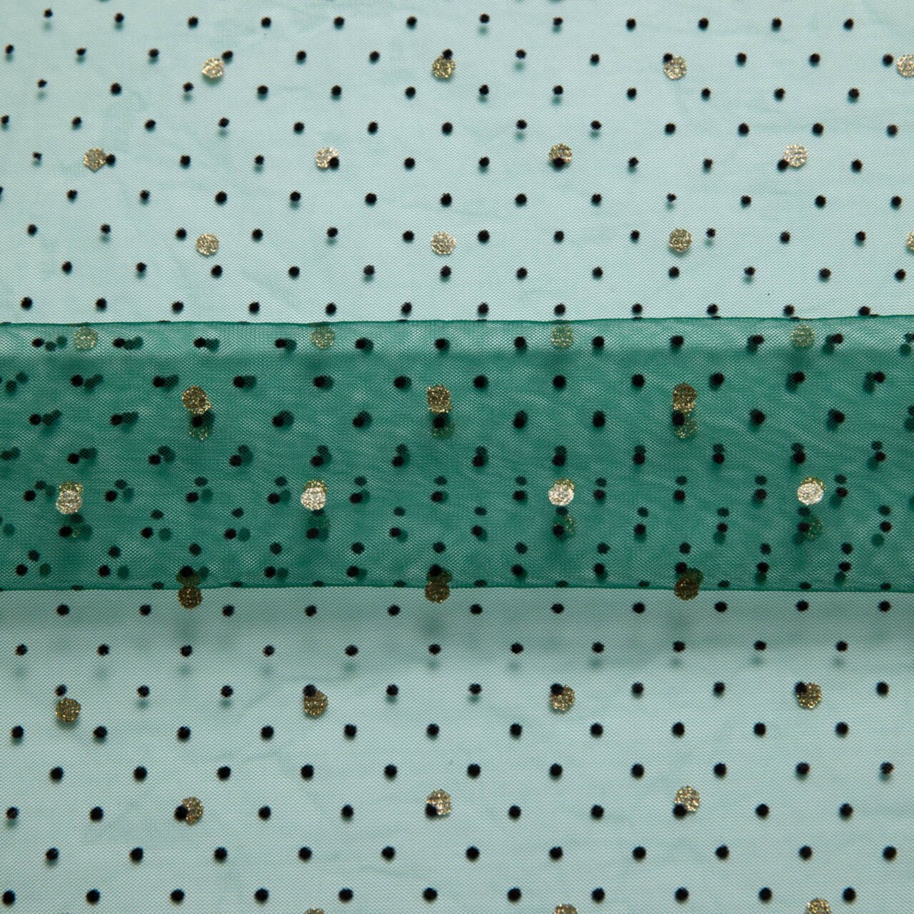 1 Yard Exquisite Mesh Lace Fabric with Dot Flocking & Foil 58/60" Wide